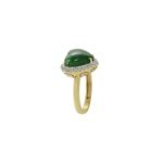 14K Solid Gold Jade And Diamond Heart Ring - Image 5