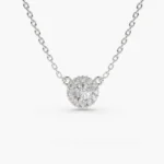 14K Gold Halo Natural Diamond Necklace - Image 4
