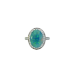 14K Solid Gold Opal and Diamond Ring