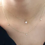 18k Solid Gold 5 Moissanite Diamond Dangle Necklace - 图片 3