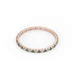 18K Solid Gold Full Eternity Emerald & amp; Diamond Wedding Band - 图片 5