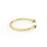 18K Solid Gold Natural Emerald Cuff Ring - 图片 3