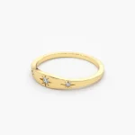 18k Gold Star Setting 3 Natural Diamond Stacking Ring - Image 4