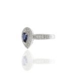 14K Solid Gold Pear Shaped Blue Sapphire and Diamond Ring - 图片 4
