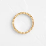 14k Solid Gold Pave Band, Round Cut Moissanite Diamond Ring - Image 2