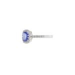 14K Solid Gold Cushion Tanzanite And Diamond Ring - Image 3