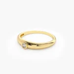 14K Solid Gold Dome Diamond Bezel Ring - Image 2