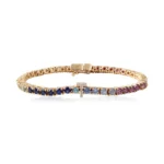 14K Solid Gold Rainbow Personalized Tennis Bracelet - Image 5