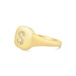 Diamond Letter Signet Ring - 图片 7