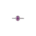 14k White Gold Pink Sapphire and Diamond Ring