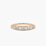 14K Solid Gold Baguette Diamond Stacking Ring - 图片 5
