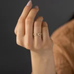 14k Solid Gold Baguette Ladder Lab-Grown Diamond Ring - 图片 2