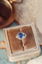 18K Solid Gold Sapphire & Diamond Ring - 图片 3