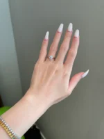 14K Solid Gold 1 Carat Brilliant Round Moissanite 6 - Prong Engagement Ring - Image 2