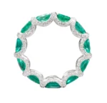 18K Solid Gold Natural Emerald and Diamond Eternity Band - 图片 7