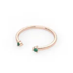 18K Solid Gold Natural Emerald Cuff Ring - 图片 2