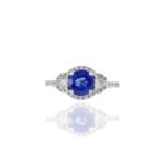 14K Solid Gold Brilliant Round Tanzanite And Diamond Ring - 图片 2