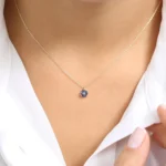 18k Solid Gold Marquise Sapphire Cluster Necklace - Image 7