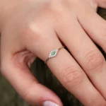 14K Solid Gold Diamond and Emerald Evil Eye Ring - Image 2