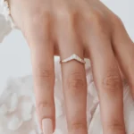 14K Solid Gold Baguette Diamond Curved Tiara Ring - Image 7