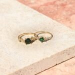 14K Solid Gold Emerald Solitaire Leaf Ring - 图片 7