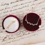 18k Solid Gold Natural Diamond Lace Edge Necklace - 图片 2