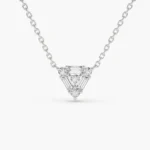 18k Triangle Shaped Round and Baguette Natural Diamond Necklace - 图片 5