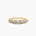 14K Gold 7 Stone Diamond Graduated Wedding Ring
