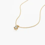 18k Solid Gold Princess-Cut Diamond Solitaire Pendant - 图片 4