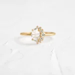 18K Solid Gold White Sapphire Astra Ring - Image 6