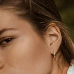 14K Solid Gold Prong Setting Moissanite Diamond Hoop Earrings - Image 3