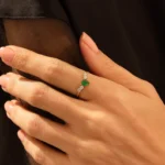 14K Solid Gold Pear Emerald Anniversary Ring - Image 4