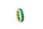 14K Solid Gold Emerald Eternity Ring - 图片 2