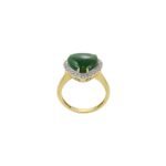 14K Solid Gold Jade And Diamond Heart Ring - Image 7
