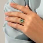 18K Solid Gold Emerald Floral Ring - Image 2