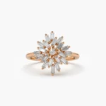 14K Solid Gold Ballerina Baguette Diamond Cluster Ring - 图片 5