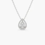 18k Pear Shaped Illusion Setting Halo Natural Diamond Necklace - 图片 4