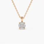 18k Solid Gold 0.25ctw Illusion Setting Brilliant Diamond Necklace - 图片 4