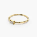 18k Gold Single Baguette Natural Diamond Ring - Image 4