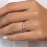14K Solid Gold Oval Genuine Pink Sapphire and Diamond Ring - Image 2