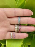 14K Solid Gold Graduated Diamond & Pink Sapphire Wrap Ring - Image 6