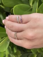 14K Solid Gold Graduated Diamond & Pink Sapphire Wrap Ring - Image 3