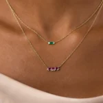 14k Solid Gold Emerald Spring Necklace - Image 2