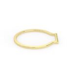 18K Solid Gold Natural Emerald Bar Ring - 图片 3