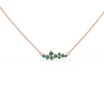 18k Solid Gold Natural Emerald Cluster Necklace - 图片 3