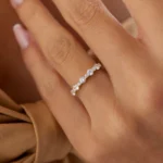 18K Solid Gold  Round Diamond Anniversary Ring - Image 3