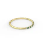 14K Solid Gold 1.3 MM Emerald & Diamond Band - Image 4