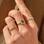 14K Solid Gold Emerald Engagement Ring - 图片 4