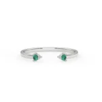 18K Solid Gold Natural Emerald Cuff Ring - 图片 4