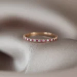 18K Solid Gold Ruby and Diamond Alternating Eternity Ring - 图片 7